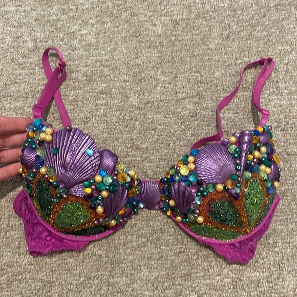 Mermaid Bra, Mermaid Halloween Costume, Mermaid Rave Bra - Picture 2 of 6